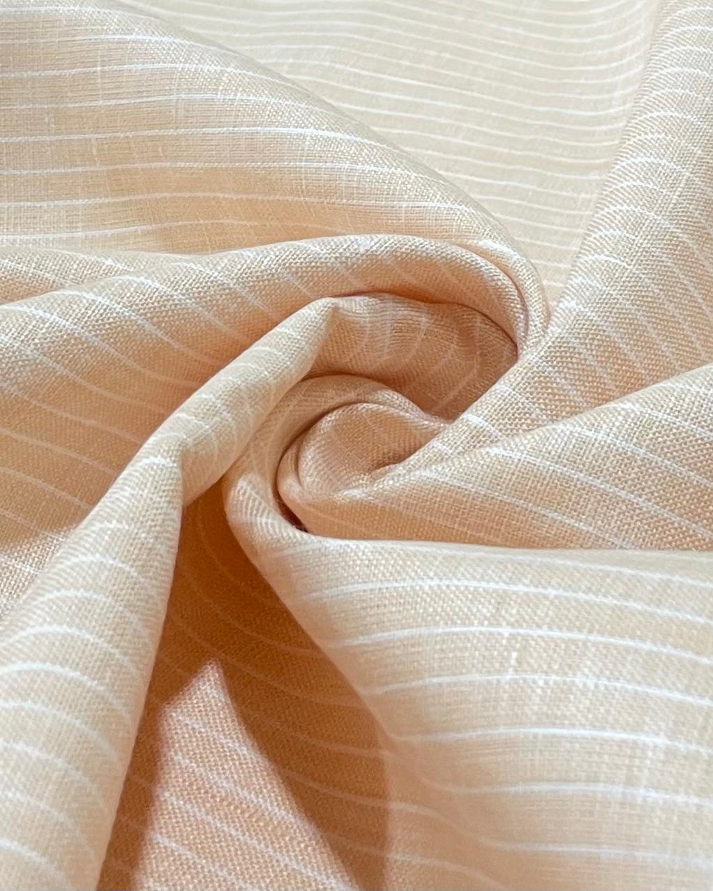 Light Orange /White Stripes- Dyed Premium Linen Fabric CNC-APN-112(NEW)