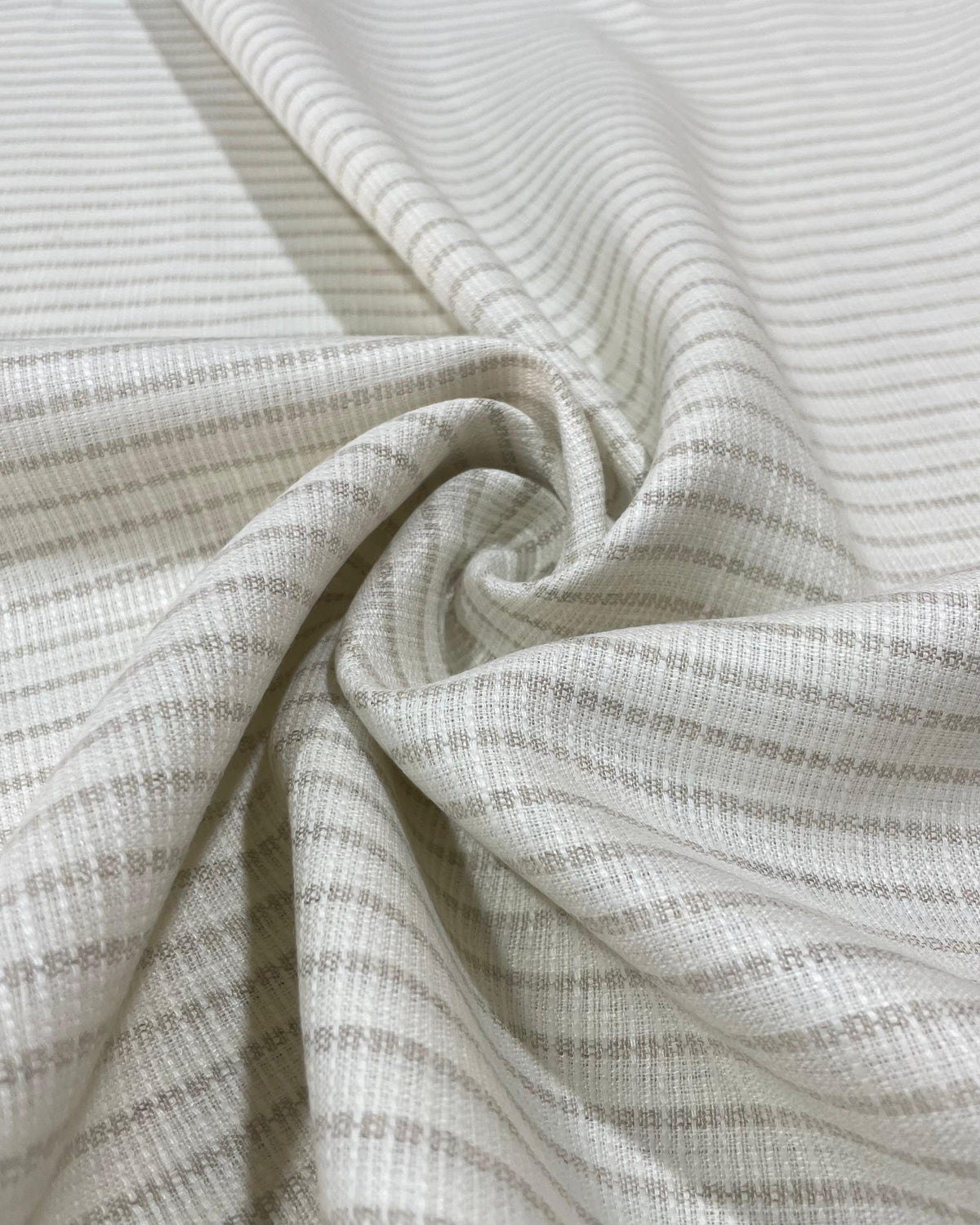 Half White / Grey Stripes- Dyed Premium Linen Fabric CNC-B/G -SNT-S25734/01(NEW)