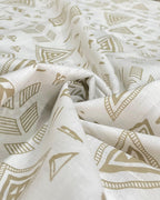 Beige/White Tribal Geometric Print  - Korean Linen Fabric BC-WC-KL-261093(new)