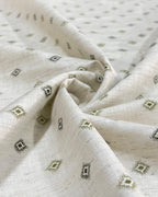 Half White/Ivory Micro Tribal  Print  - Korean Linen Fabric BC-WC-KL-261015(new)