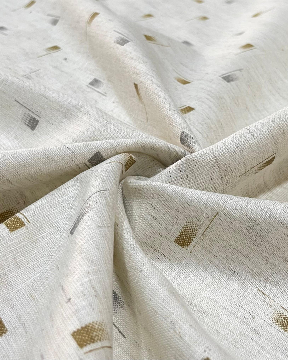 Half White Abstract Print  - Korean Linen Fabric BC-WC-KL-261019(new)