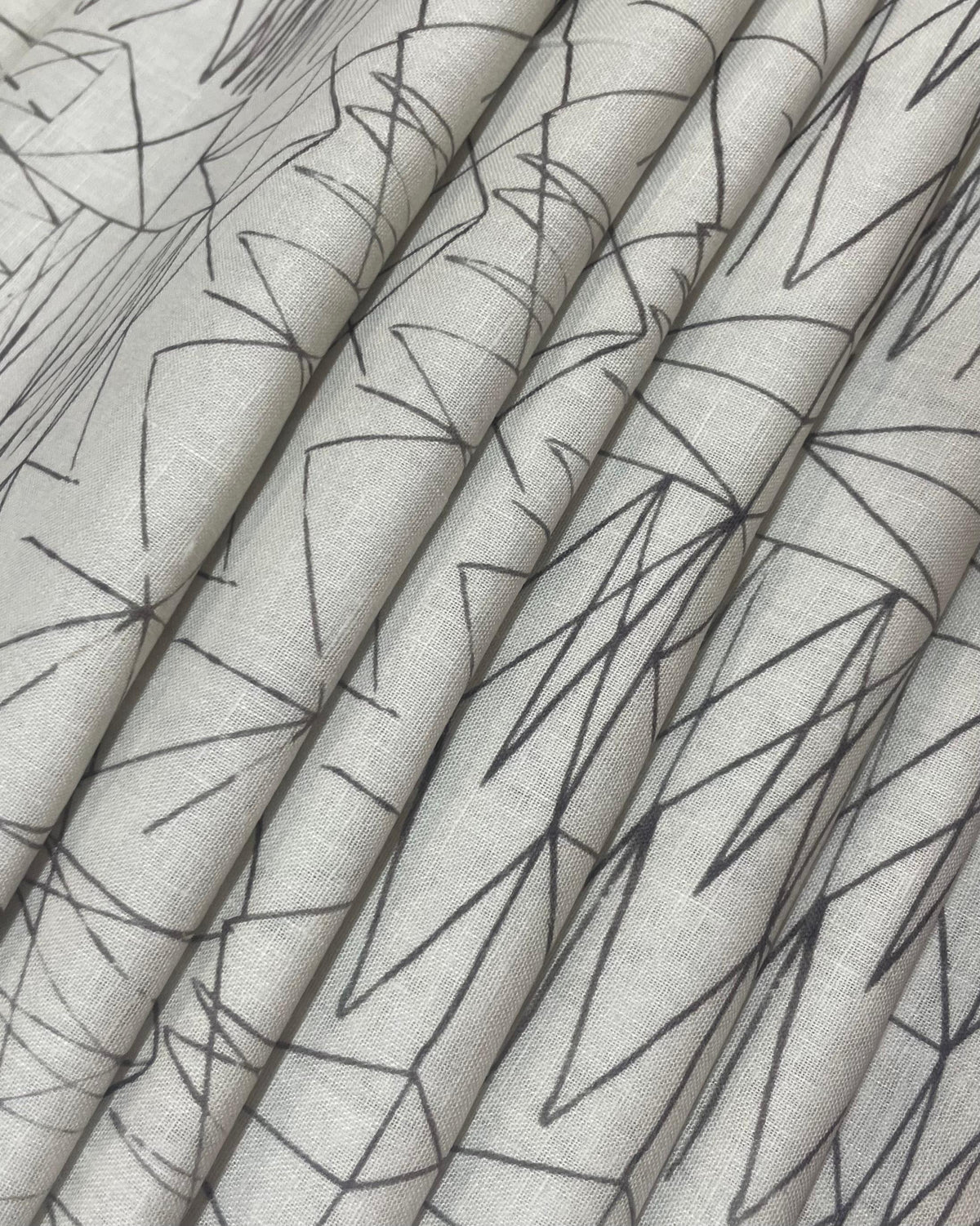 Grey Linear Abstract- Korean Linen Fabric BC-MG-KL-250207