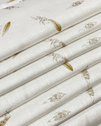 White - Yellow Leaf Aesthetic Allover Print - Korean Linen Fabric BC-WC-KL-260851