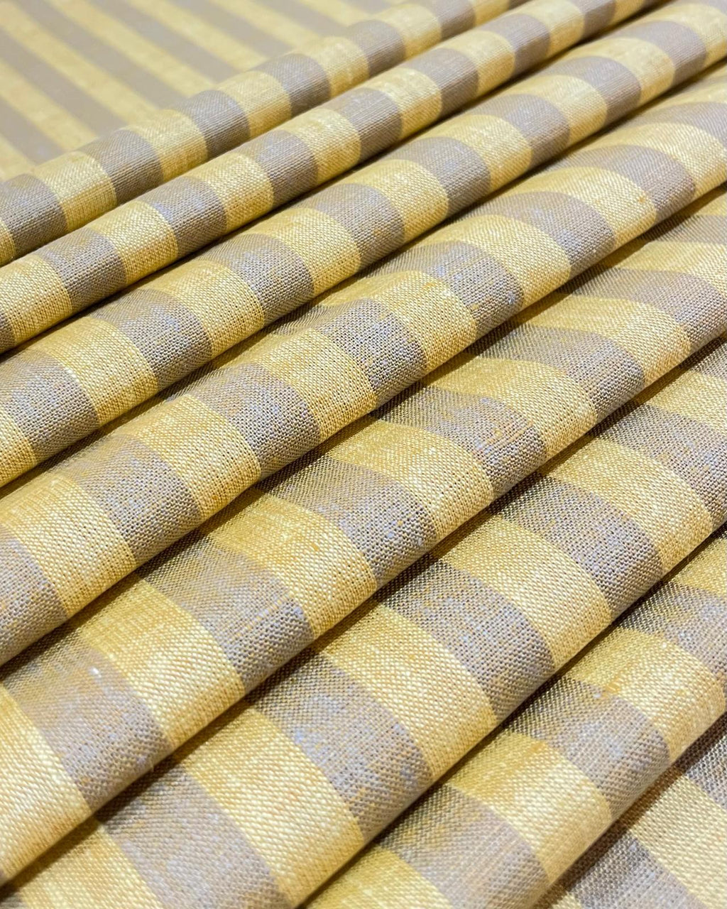 Grey /Yellow Stripes- Dyed Premium Linen Fabric CNC-BCMN-707165(NEW)