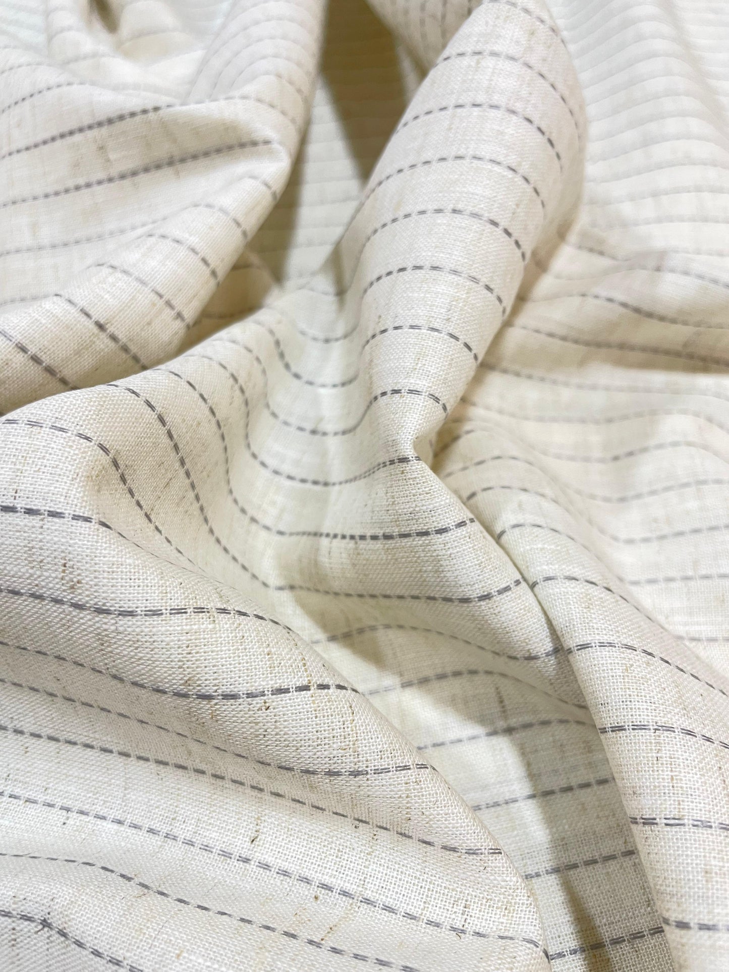 Cream - Grey  (80's) Korean Linen Fabric BC-LW-KL-530142