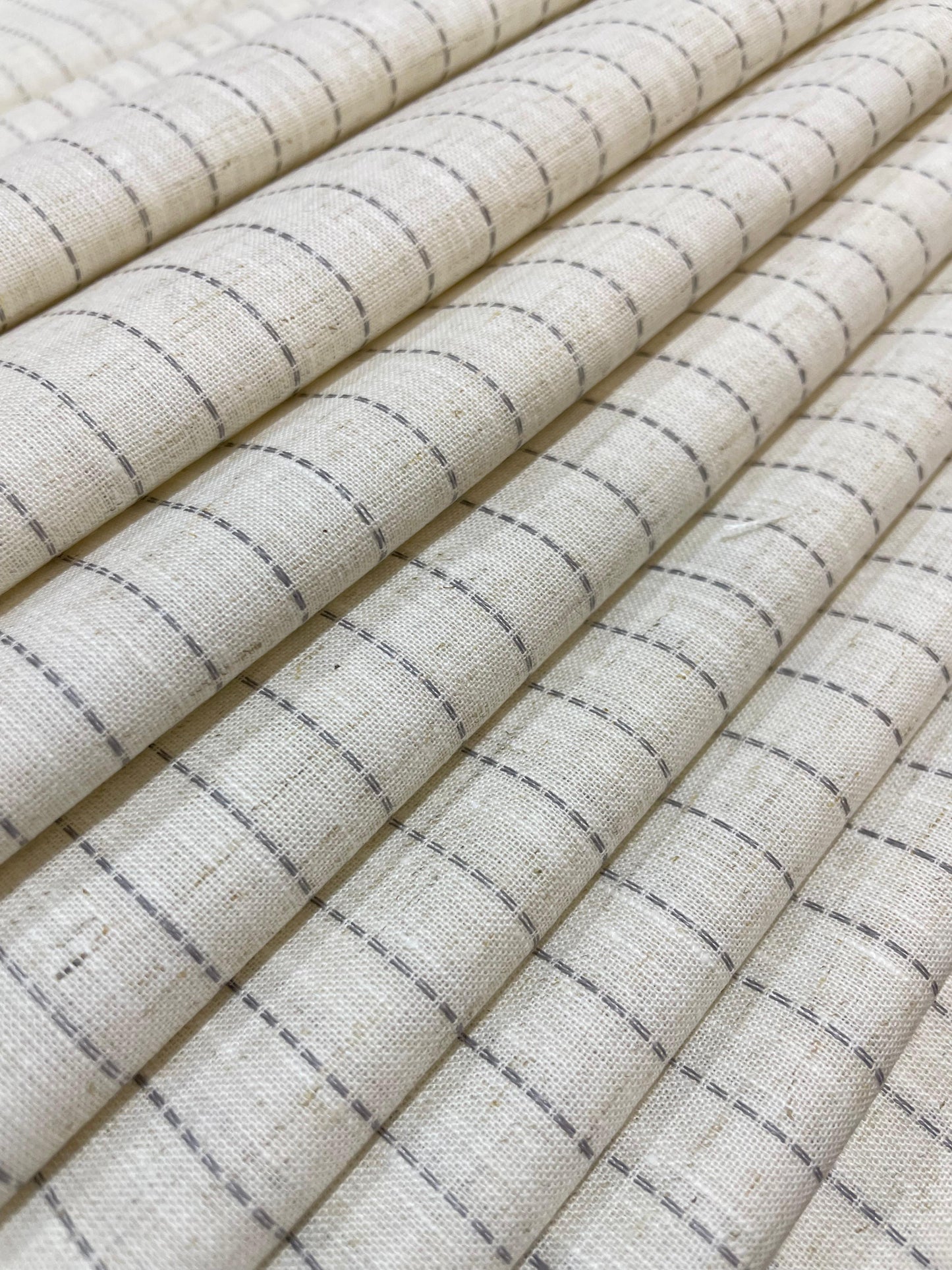 Cream - Grey  (80's) Korean Linen Fabric BC-LW-KL-530142