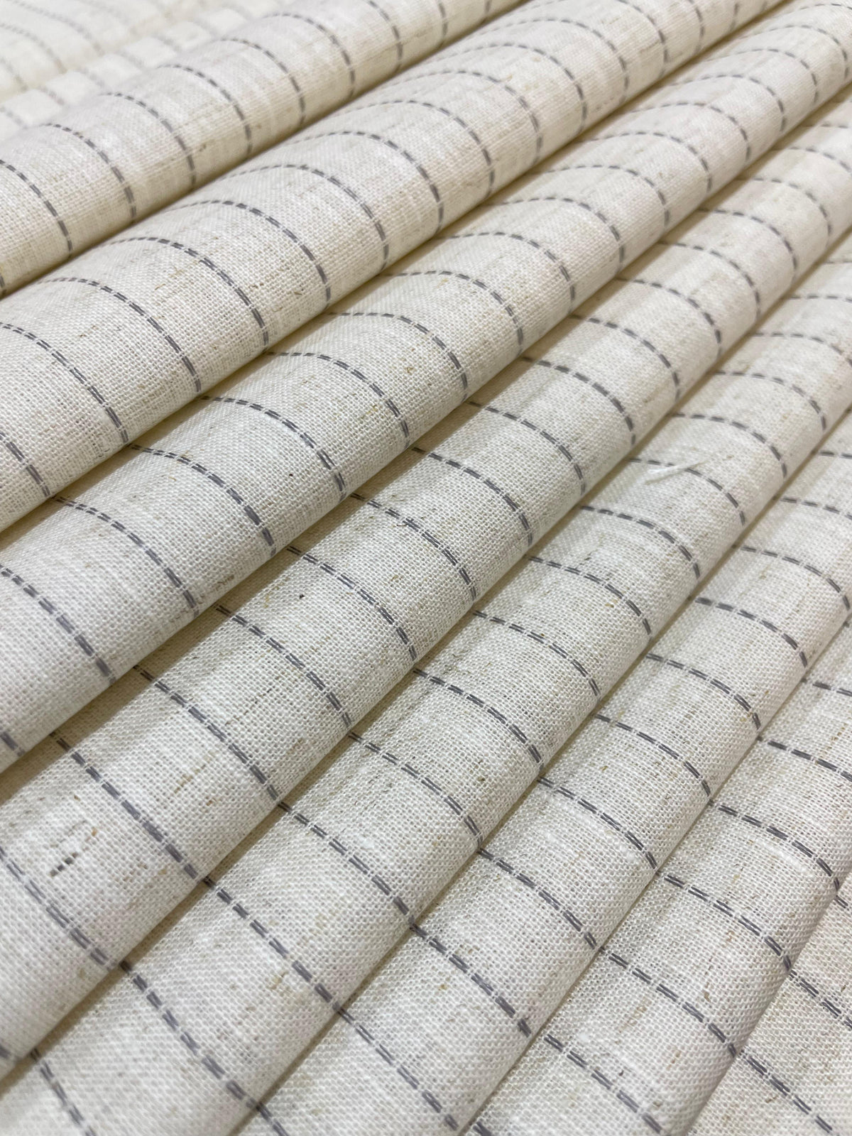 Cream - Grey  (80's) Korean Linen Fabric BC-LW-KL-530142