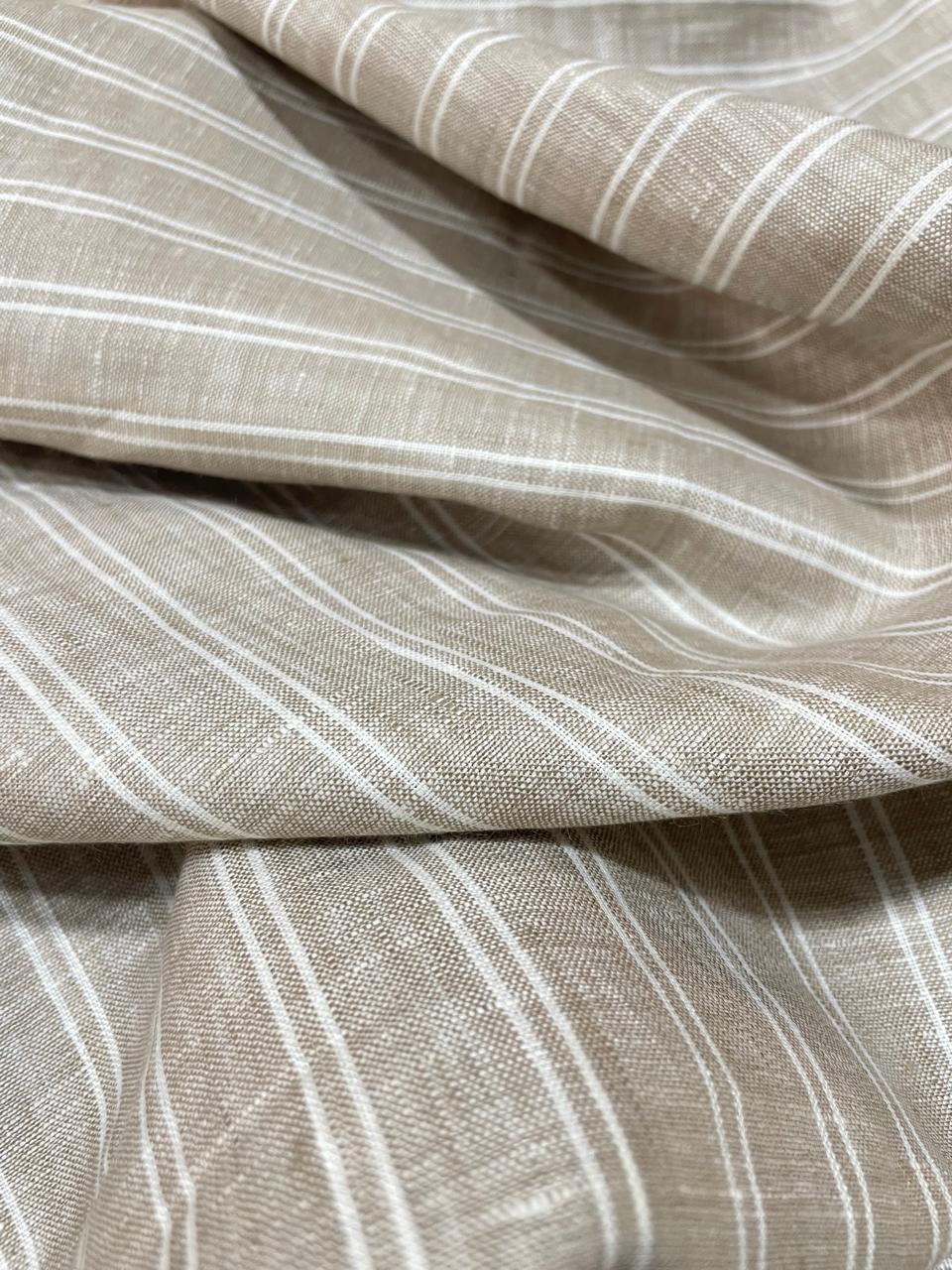 Grey with White  Stripe (60's) - Dyed Premium Linen Fabric BC-WL-601024(NEW)