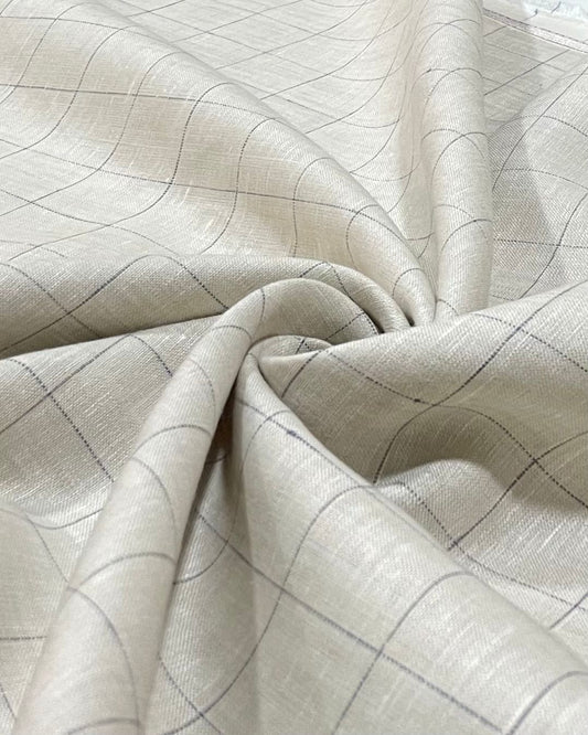Light  Beige Checks(60's) - Dyed Premium Linen Fabric BC-WL-601057(NEW)