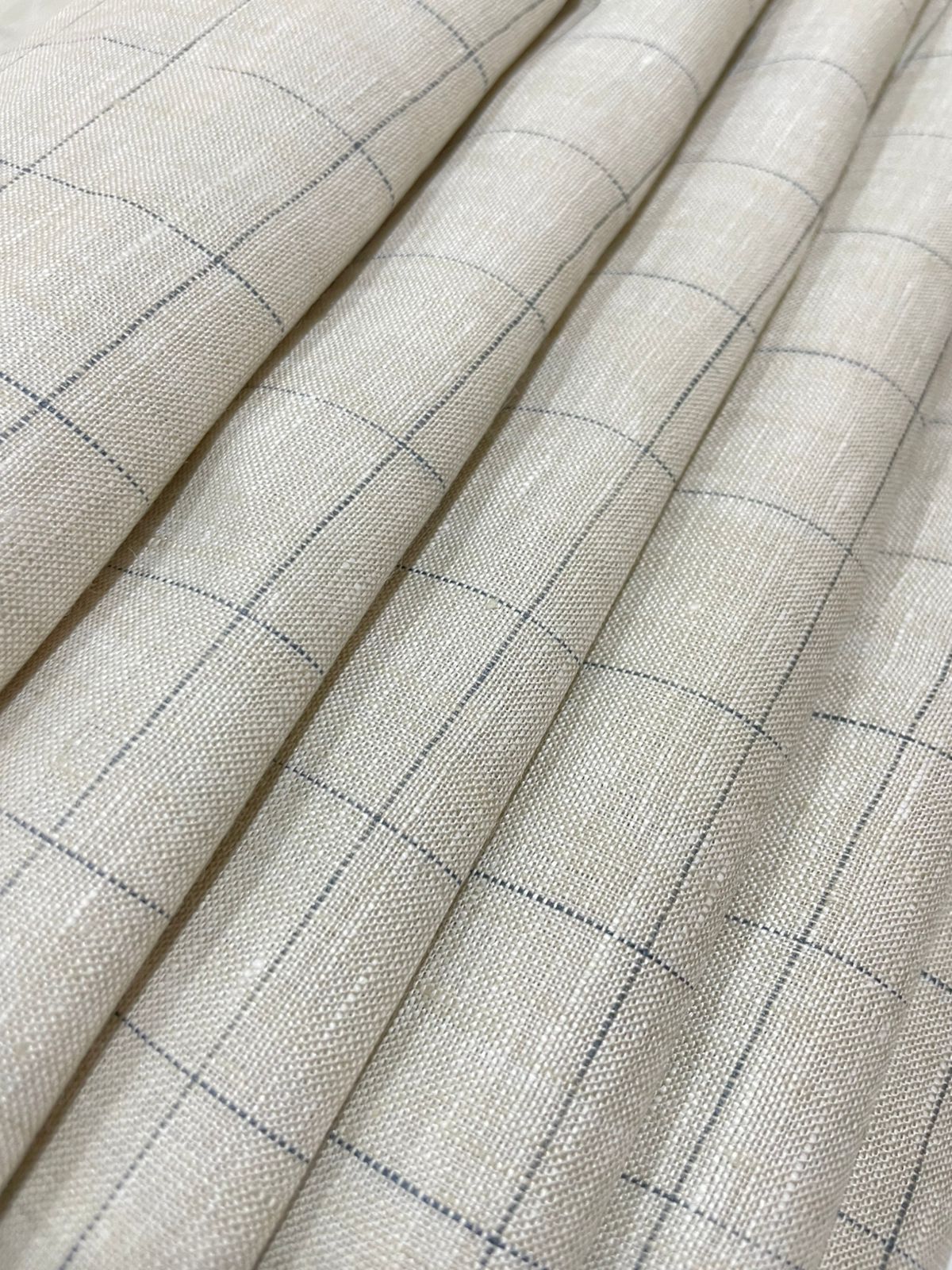 Light  Beige Checks(60's) - Dyed Premium Linen Fabric BC-WL-601057(NEW)