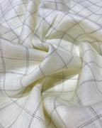 Cream with Grey  Checks(60's) - Dyed Premium Linen Fabric BC-WL-601055(NEW)