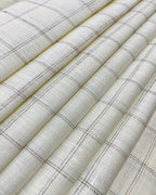Cream with Grey  Checks(60's) - Dyed Premium Linen Fabric BC-WL-601055(NEW)