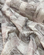 White and Grey Botanical Motif  Allover Digital Printed - Dyed Premium Linen Fabric BCH- 620464(new)