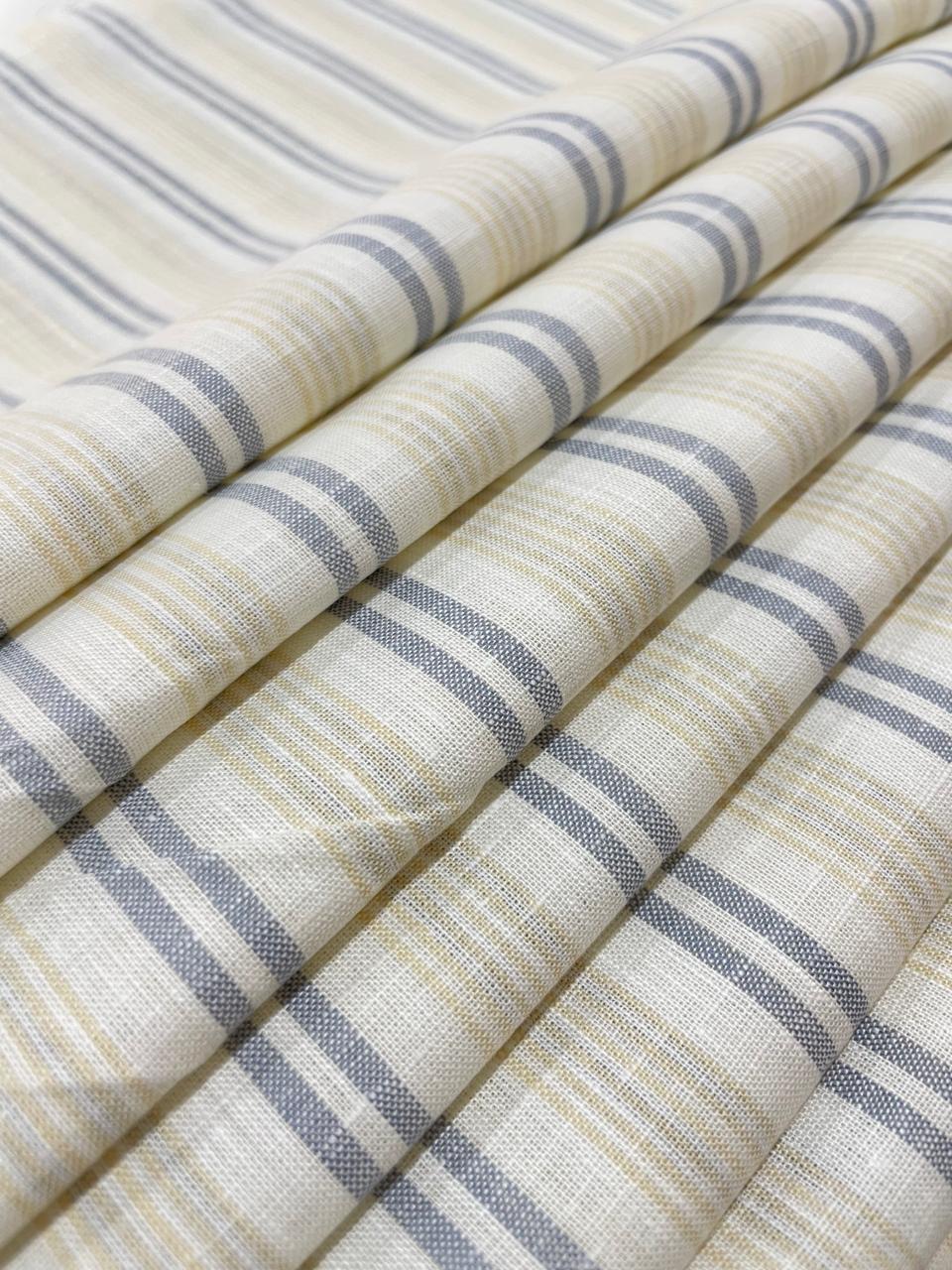 White and Grey Multicolor Stripes(80's)Korean Linen Fabric BC-SN-KL-230320(new)