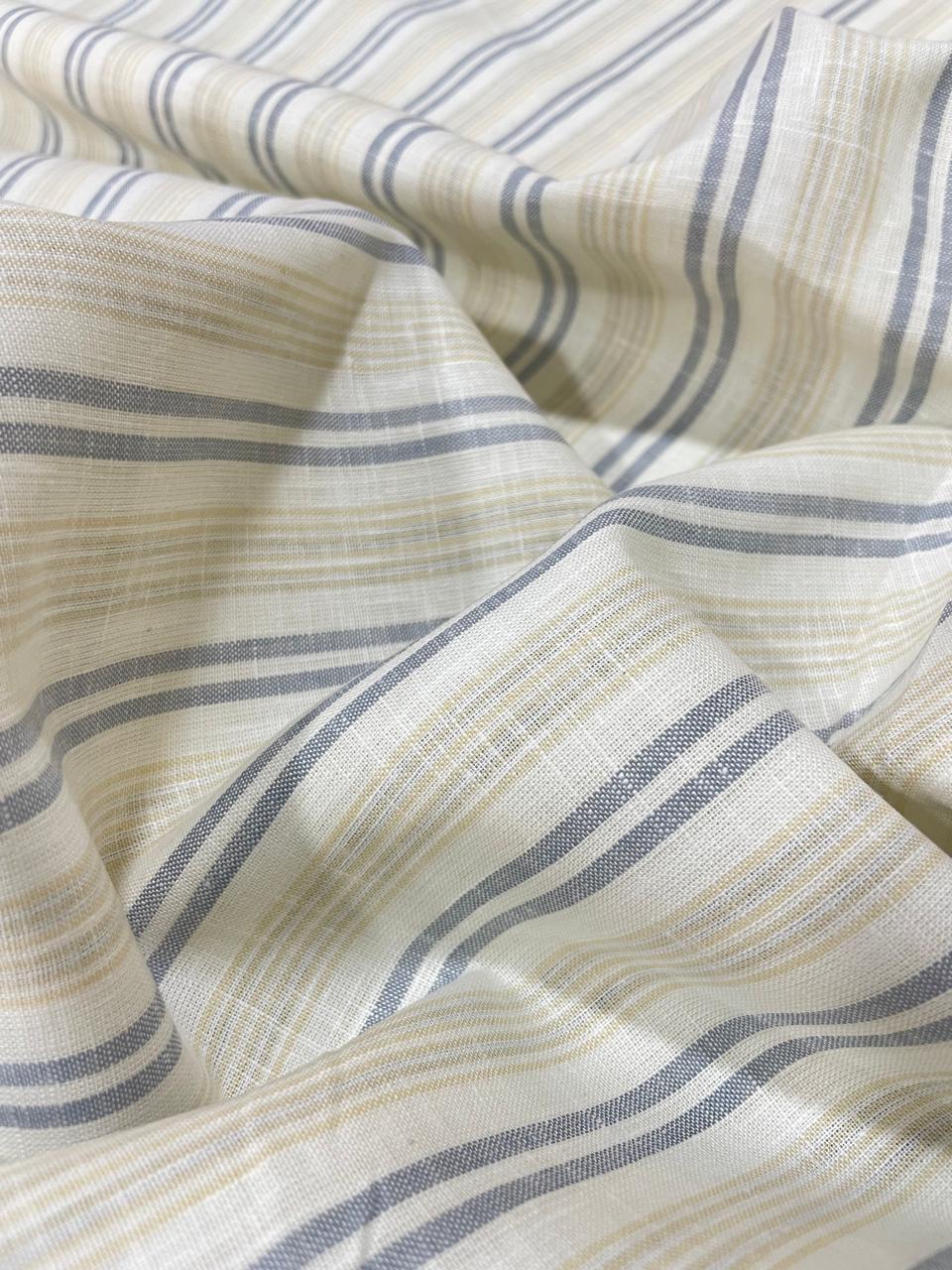 White and Grey Multicolor Stripes(80's)Korean Linen Fabric BC-SN-KL-230320(new)