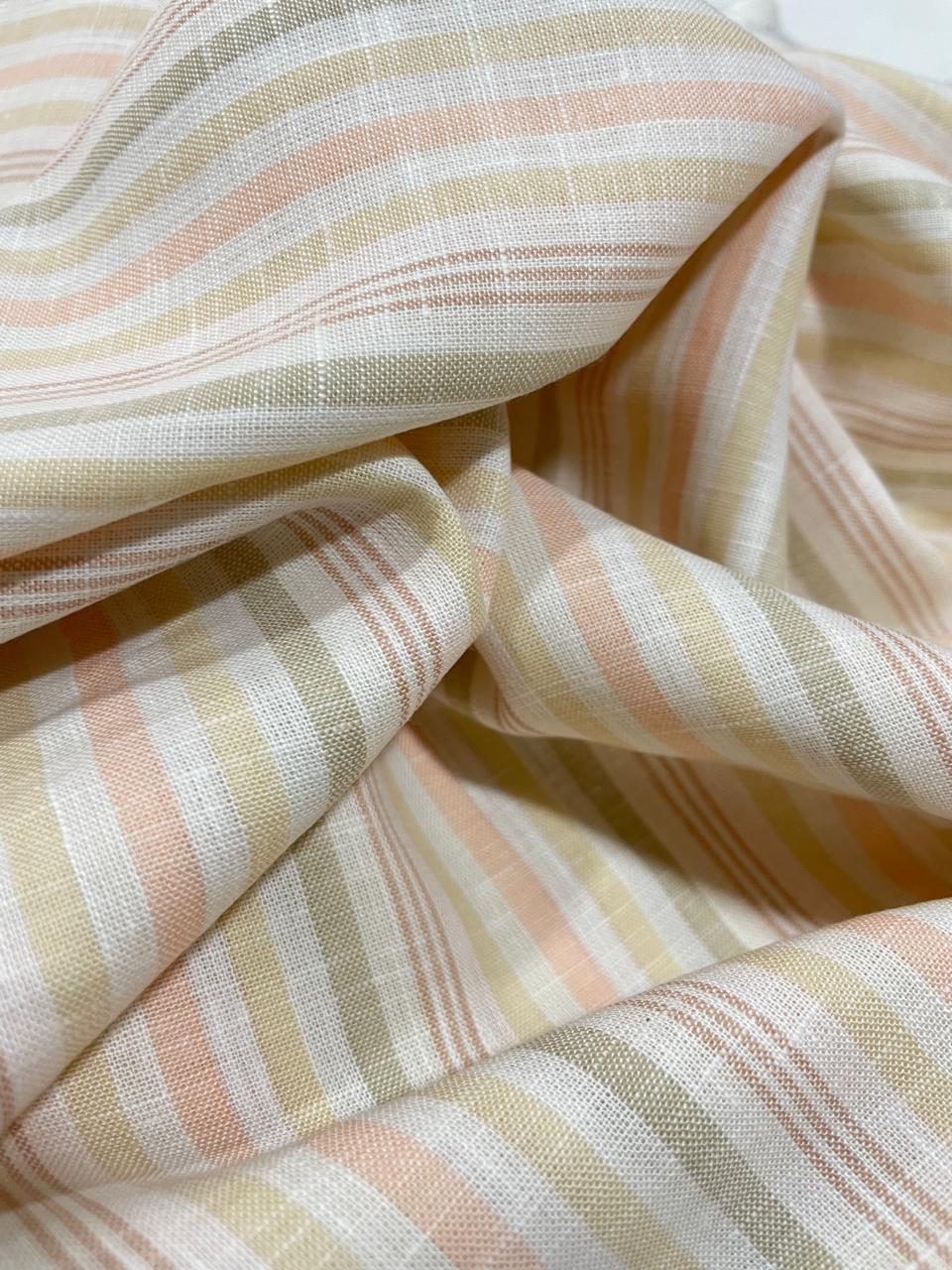 White and Pink Multicolor Stripes(80's)Korean Linen Fabric BC-SN-KL-230304(new)