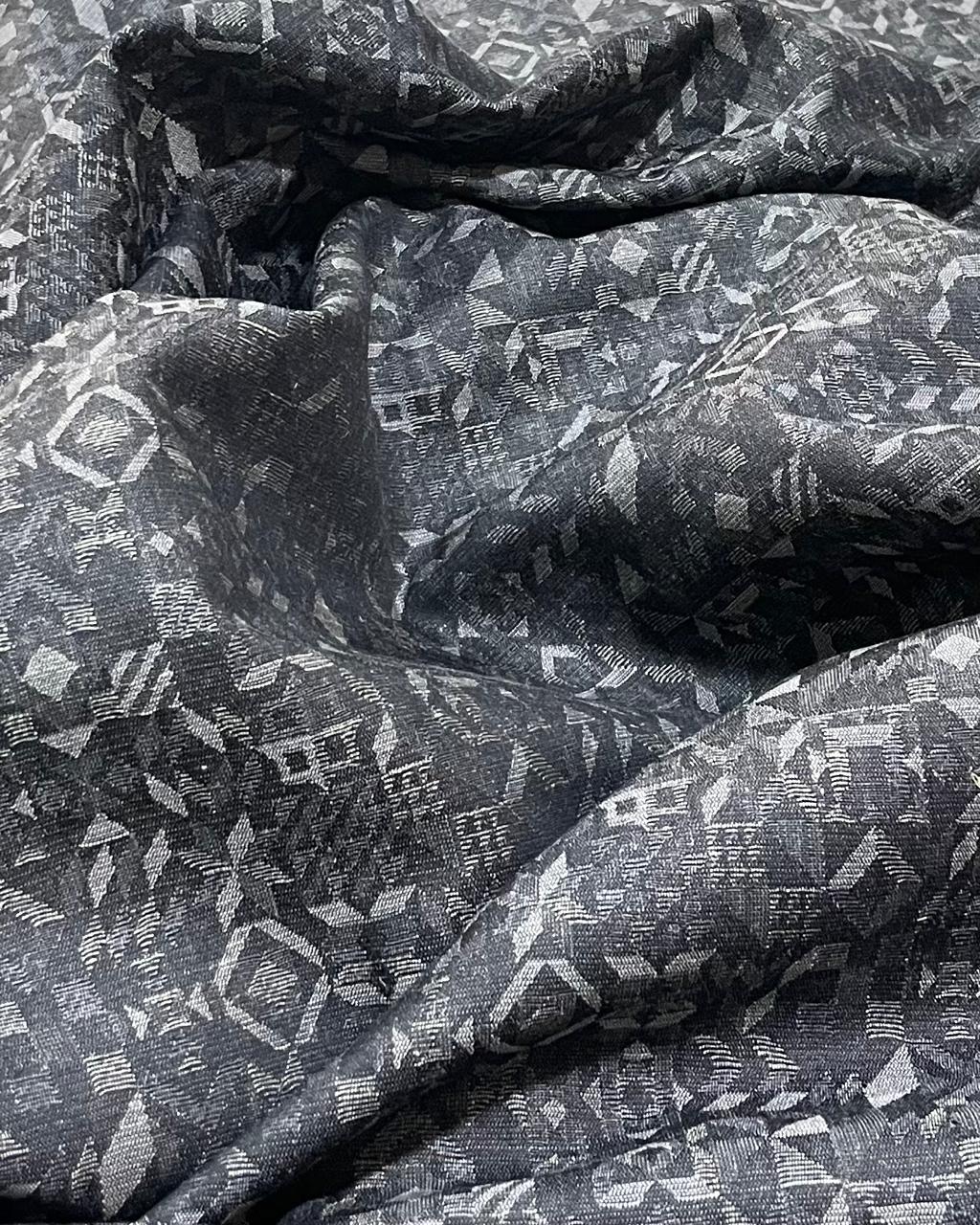 Elephant Grey Allover Print - Premium Linen Cotton Fabric BC-BJR-500117 (new)