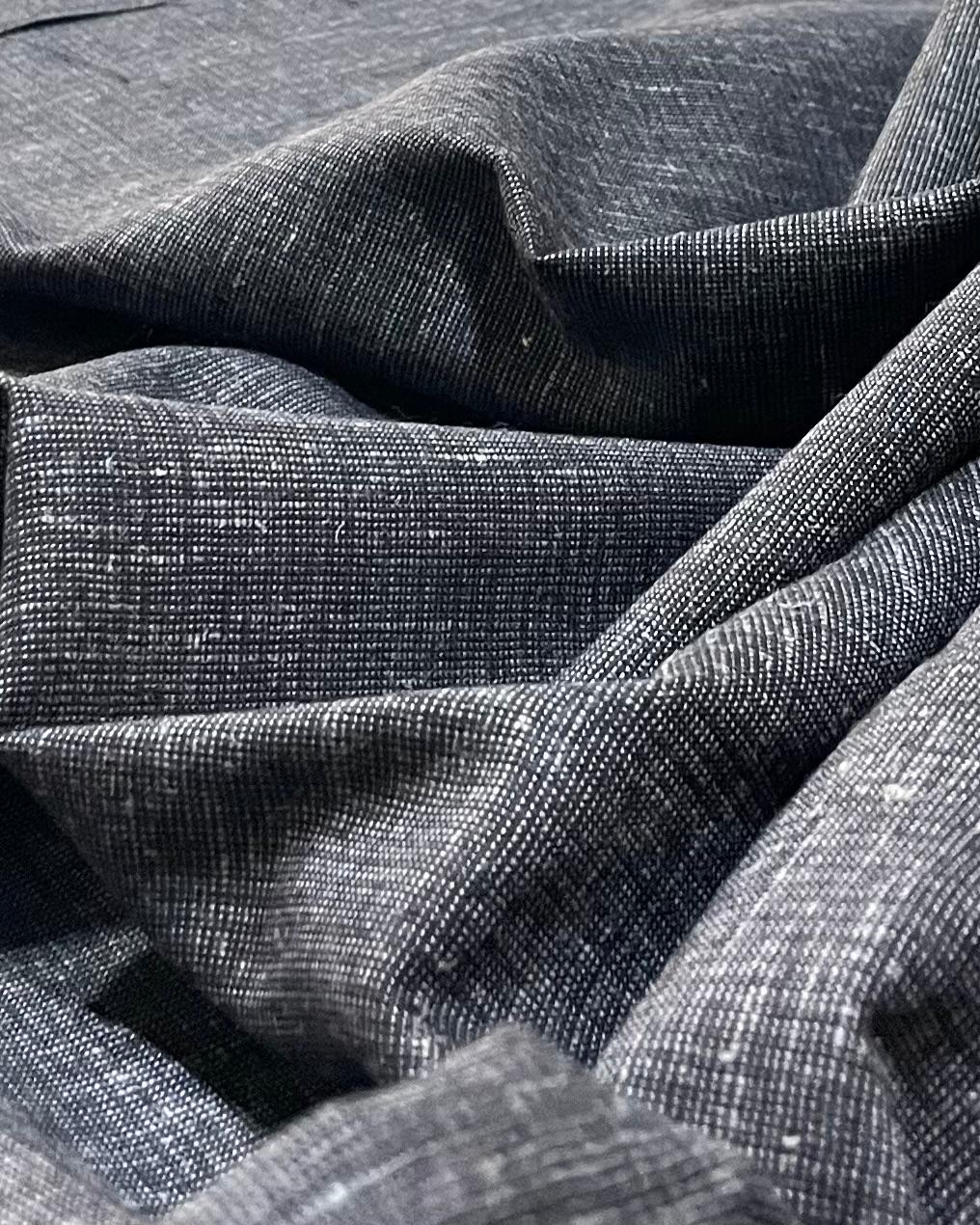 Grey - White Korean Linen Suiting's- Korean Linen Fabric KL-LRN-800123 (new)