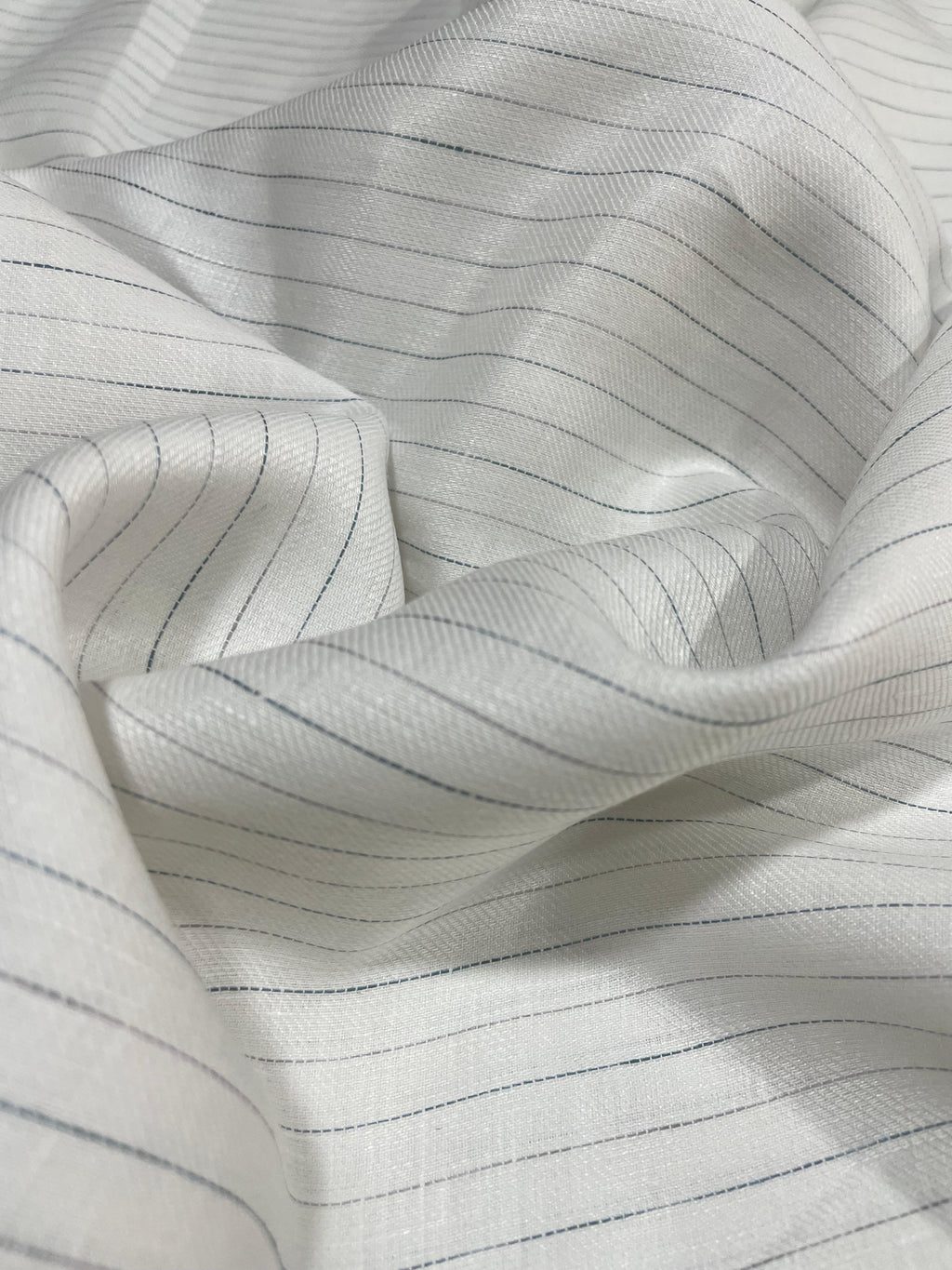 White / Blue Grey Stripes  -  Dyed Premium Linen Fabric CNC-B/G -DERBBY-DR00158/01(NEW)