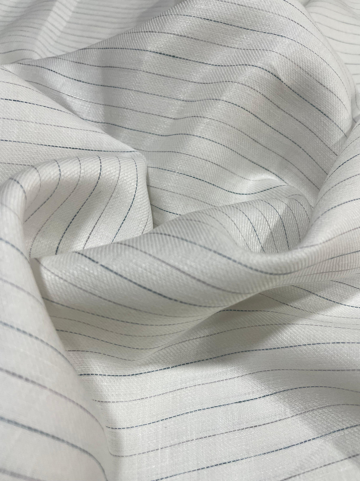 White / Blue Grey Stripes  -  Dyed Premium Linen Fabric CNC-B/G -DERBBY-DR00158/01(NEW)