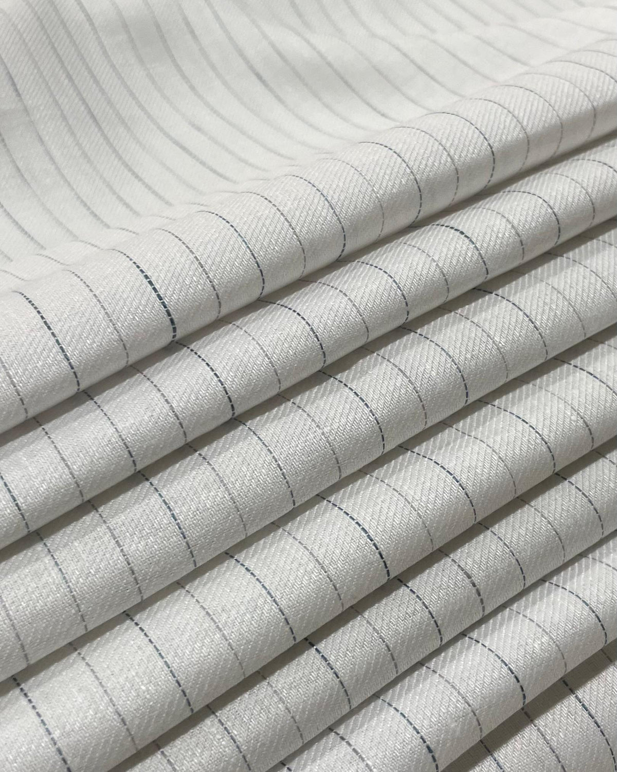 White / Blue Grey Stripes  -  Dyed Premium Linen Fabric CNC-B/G -DERBBY-DR00158/01(NEW)