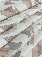 Brown /Beige Abstract Leaf  Prints- Dyed Premium Linen Fabric CNC-B/G -CRYSTAL-CRS-1235(NEW)
