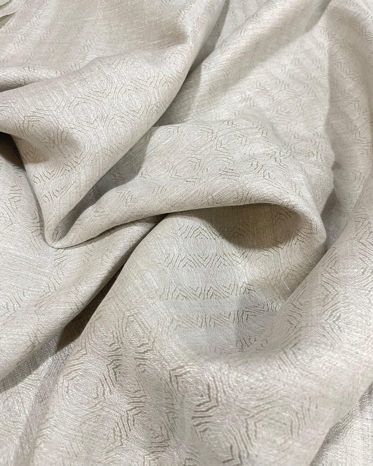 Beige Self Jacquard - Dyed Premium Linen Fabric CNC-B/G -FTR-OAT-W02484(NEW)