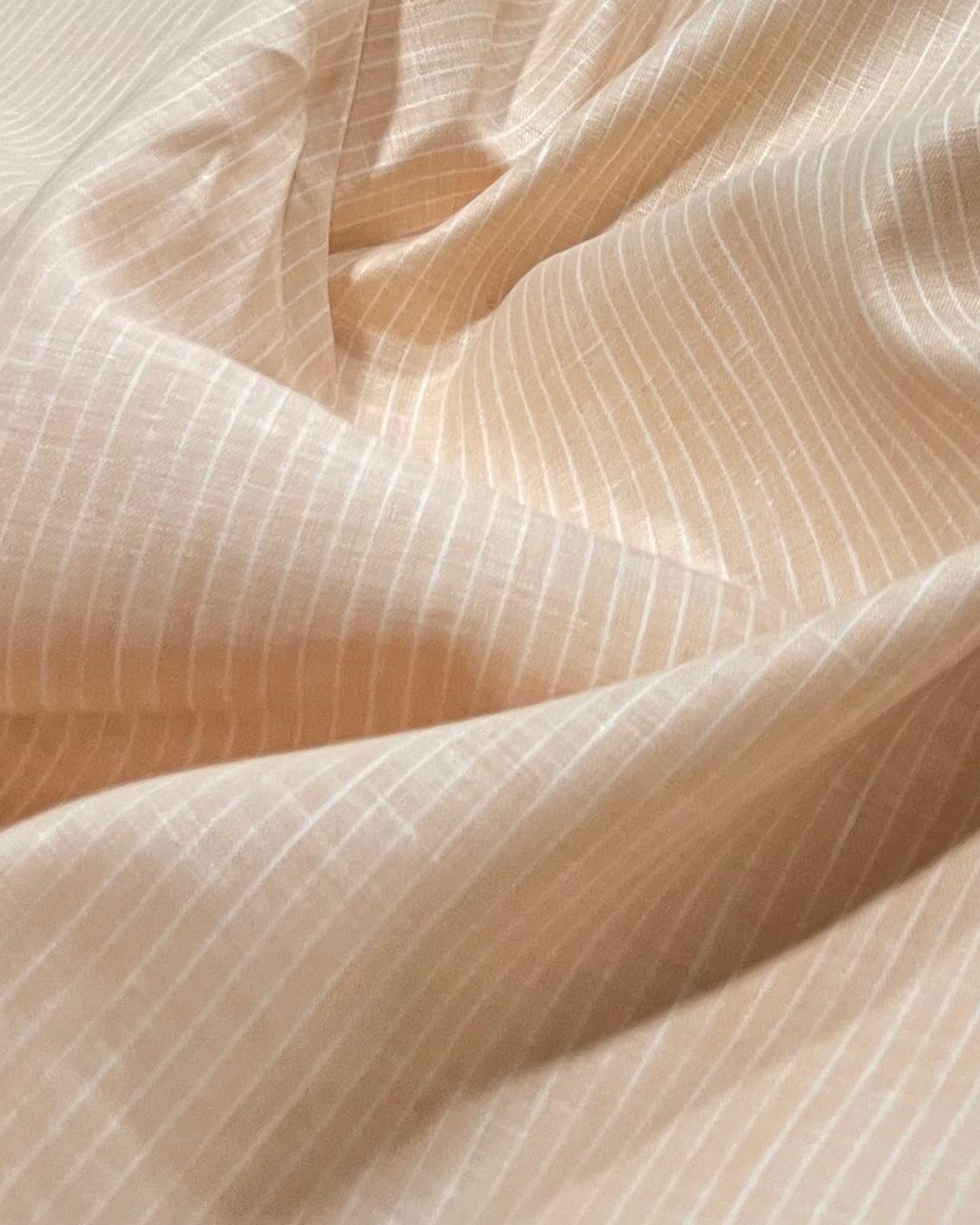 Light Orange /White Stripes- Dyed Premium Linen Fabric CNC-APN-112(NEW)