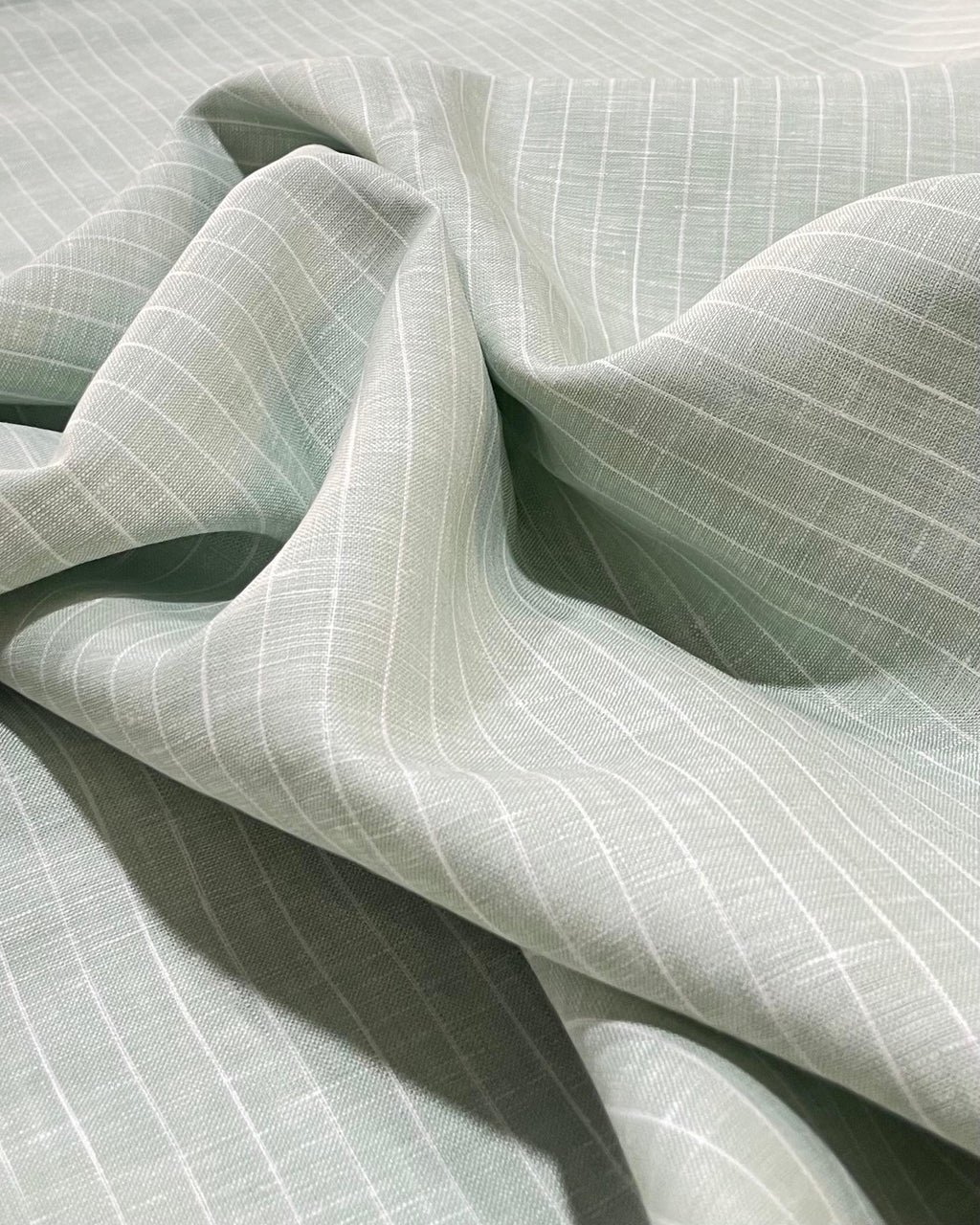 Mind Green/ White Stripes- Dyed Premium Linen Fabric CNC-APN-228(NEW)