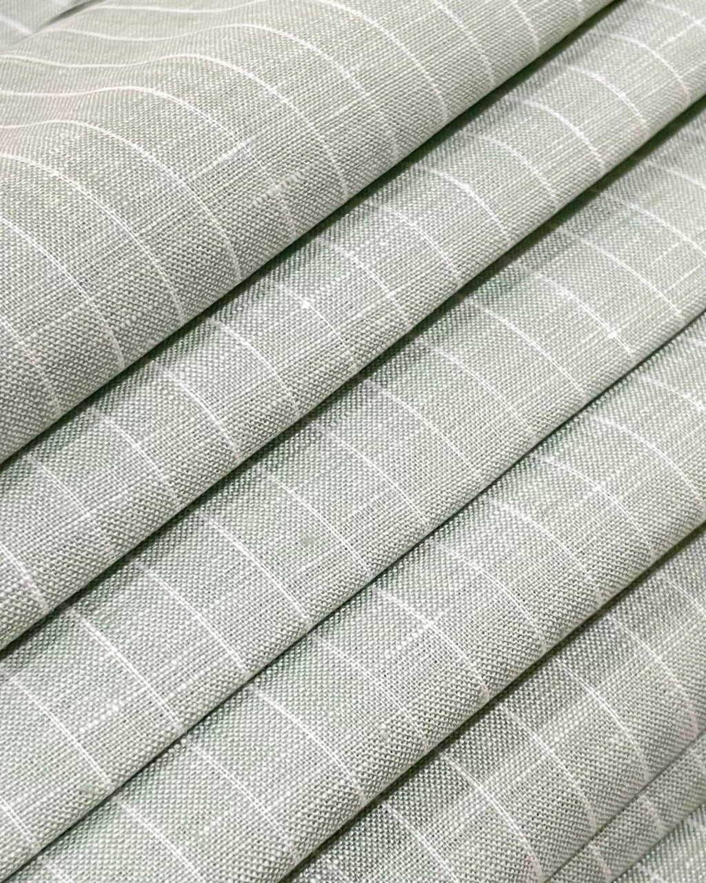 Mind Green/ White Stripes- Dyed Premium Linen Fabric CNC-APN-228(NEW)