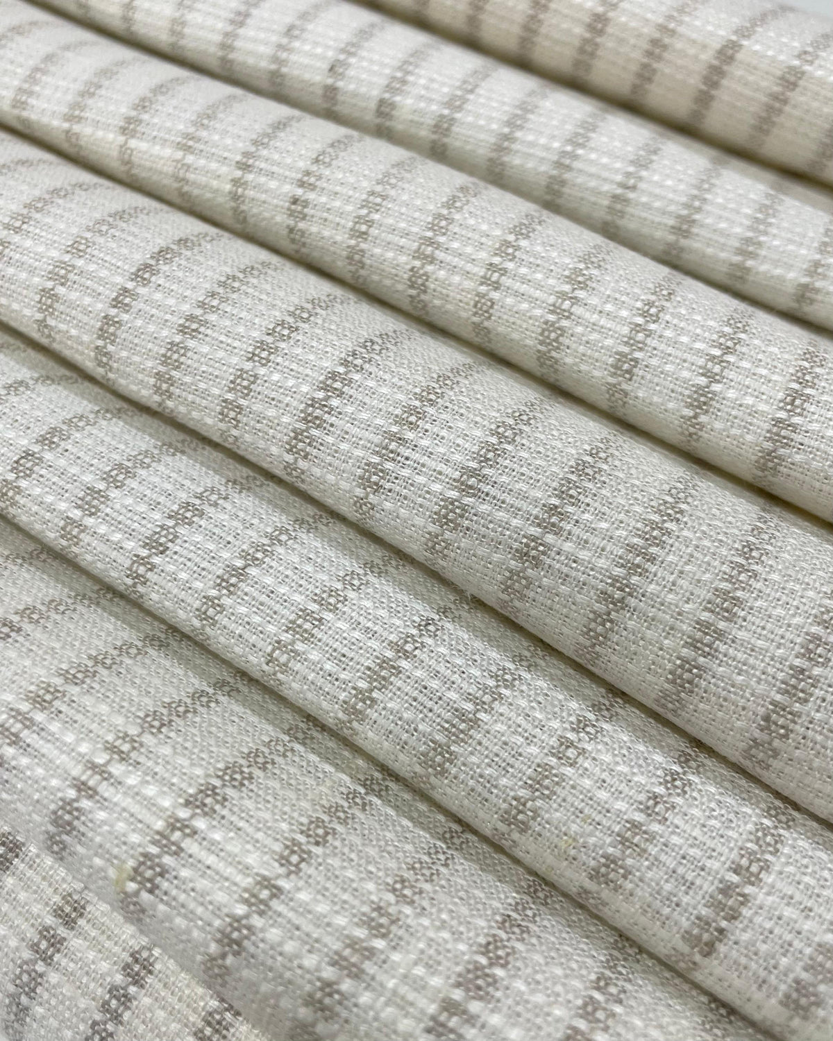 Half White / Grey Stripes- Dyed Premium Linen Fabric CNC-B/G -SNT-S25734/01(NEW)