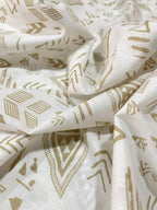 Beige/White Tribal Geometric Print  - Korean Linen Fabric BC-WC-KL-261093(new)