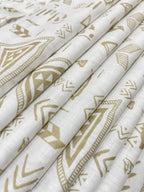Beige/White Tribal Geometric Print  - Korean Linen Fabric BC-WC-KL-261093(new)