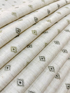 Half White/Ivory Micro Tribal  Print  - Korean Linen Fabric BC-WC-KL-261015(new)