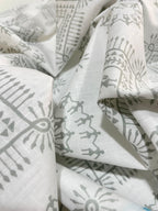 White /Grey Tribal Ethnic Print  - Korean Linen Fabric BC-WC-KL-261069(new)