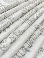White /Grey Tribal Ethnic Print  - Korean Linen Fabric BC-WC-KL-261069(new)