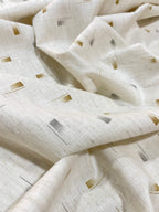 Half White Abstract Print  - Korean Linen Fabric BC-WC-KL-261019(new)