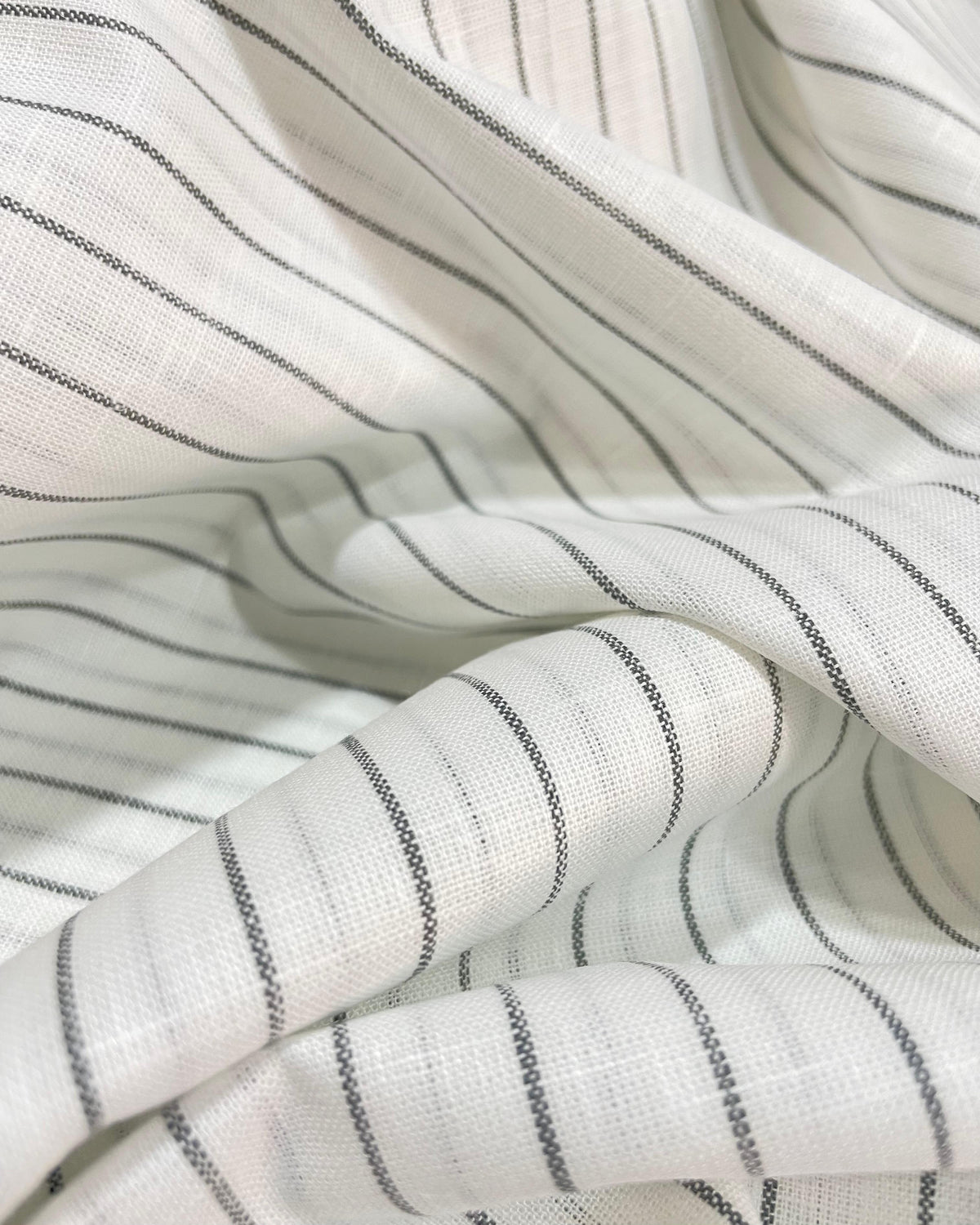 White Grey Stripes(80's)Korean Linen Fabric BC-SN-KL-230406(new)