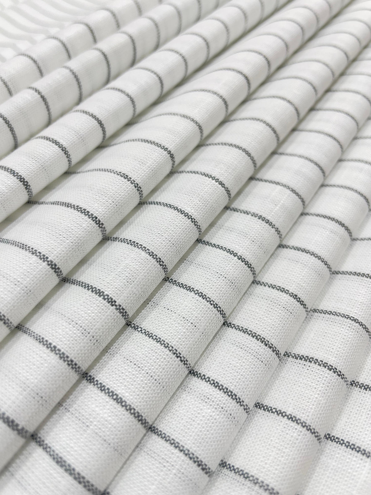 White Grey Stripes(80's)Korean Linen Fabric BC-SN-KL-230406(new)