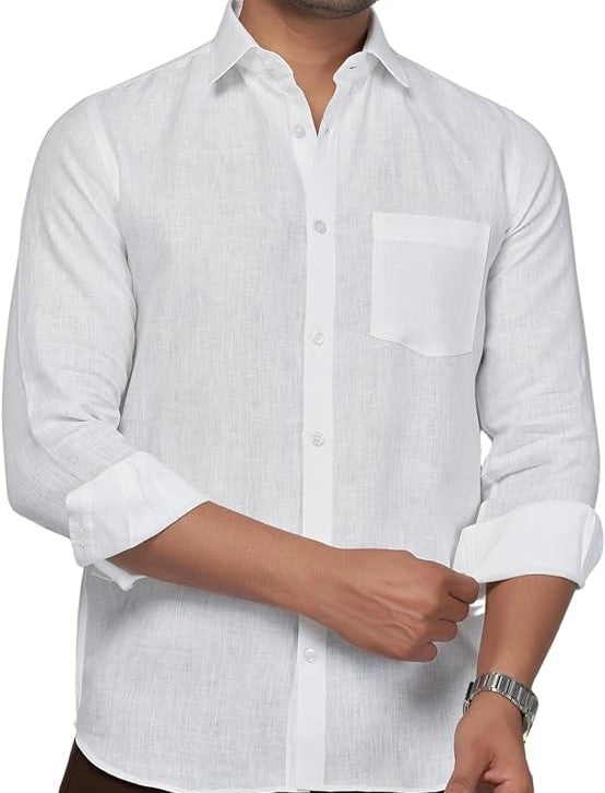 Premium Men's White Linen Shirt